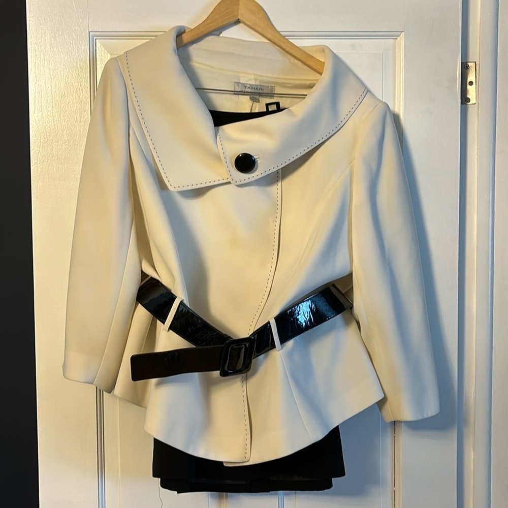 Tahari Cream and Black Skirt Set
